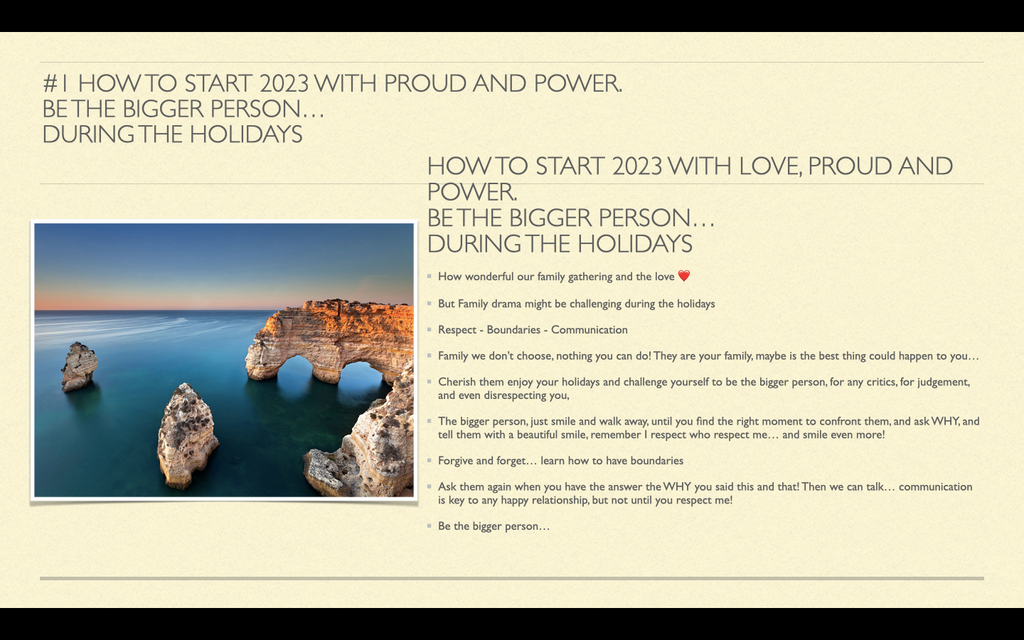 How to Start 2023 with proud and power. be the bigger person…  during the holidays